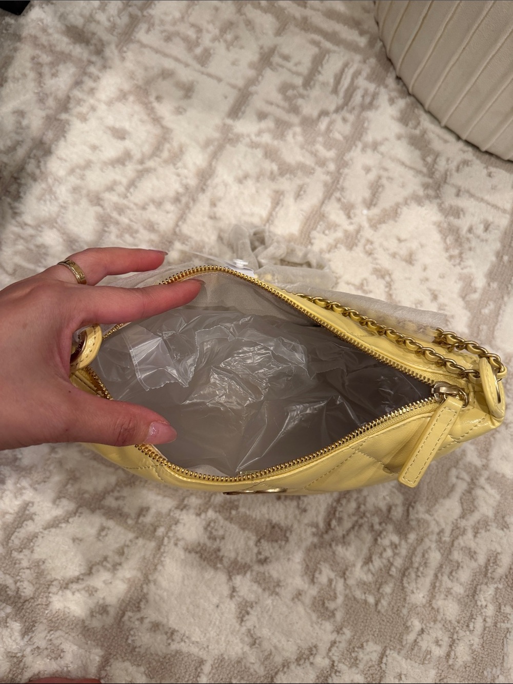 Chanel makeup bag yellow (10” x 6”) - Picture 4 of 5